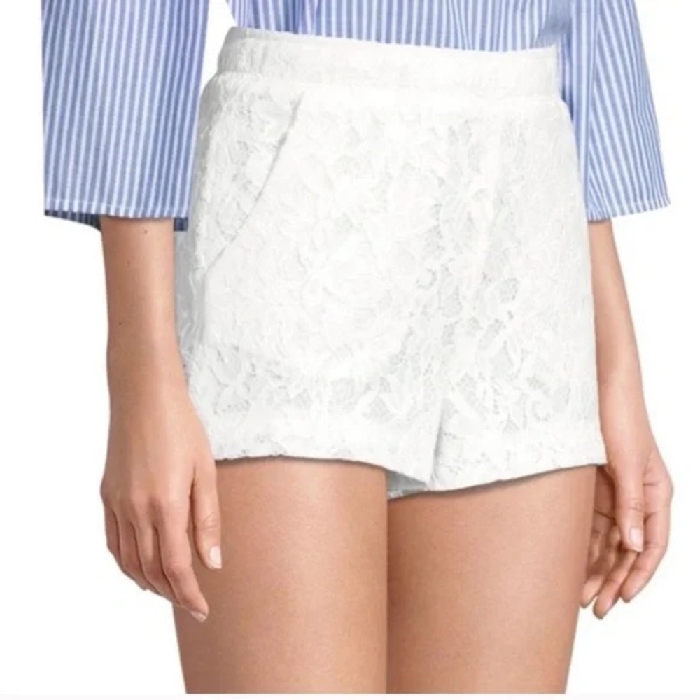BCBGMaxAzria White Lace Overlay Skirt